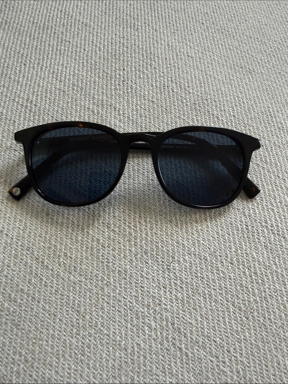 Warby Parker Durand tortoiseshell with dark blue lenses sunglasses